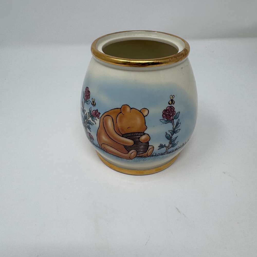 Lenox Disney Classic Pooh Honey Pot Fine Ivory China with Bee Dipper Gold Trim - Picture 10 of 13